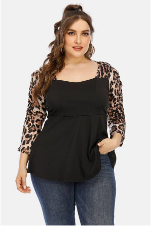 Атрактивна макси блуза с леопардови гръб и ръкави